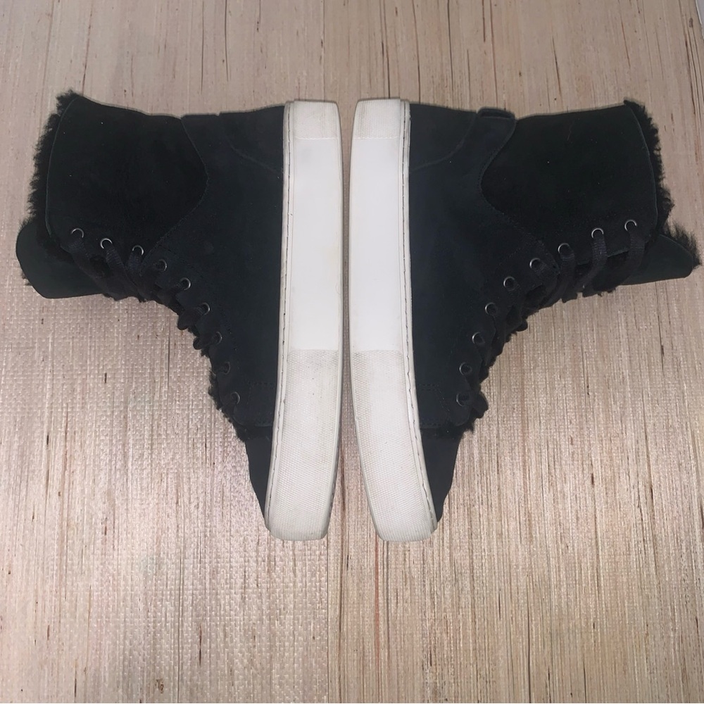Ugg Beven Black Suede Fur Sheerling Lined high top Sneakers Women’s  8 lace up - Picture 8 of 16